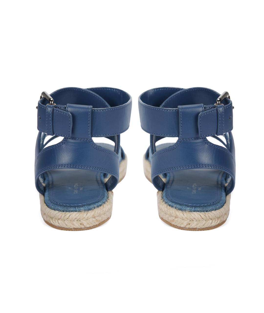 LOUIS VUITTON Синие кожаные сандалии, фото 4