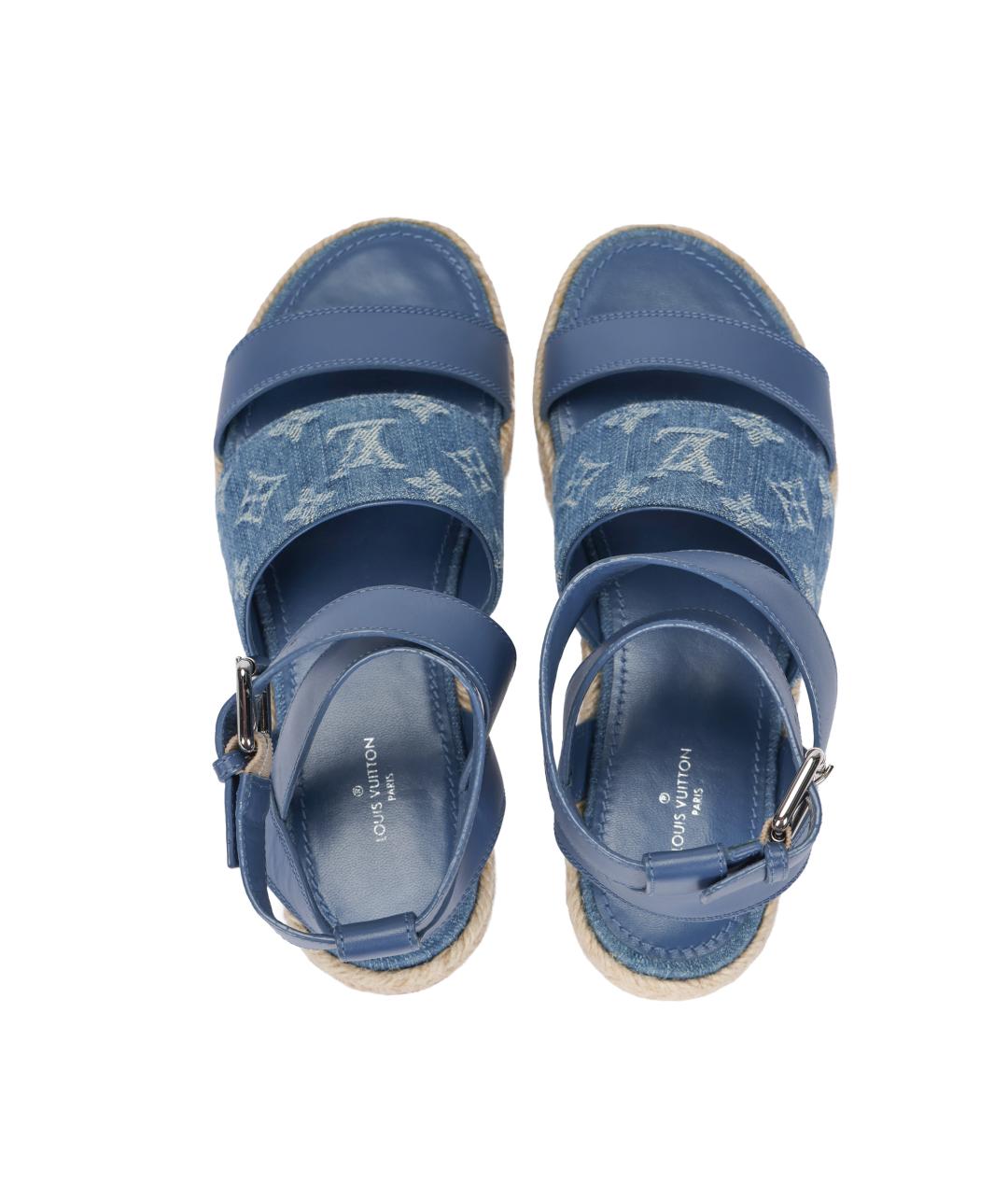 LOUIS VUITTON Синие кожаные сандалии, фото 3