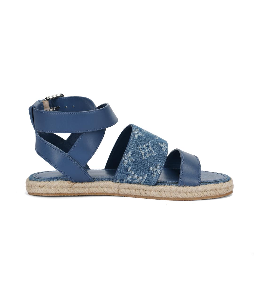 LOUIS VUITTON Синие кожаные сандалии, фото 6