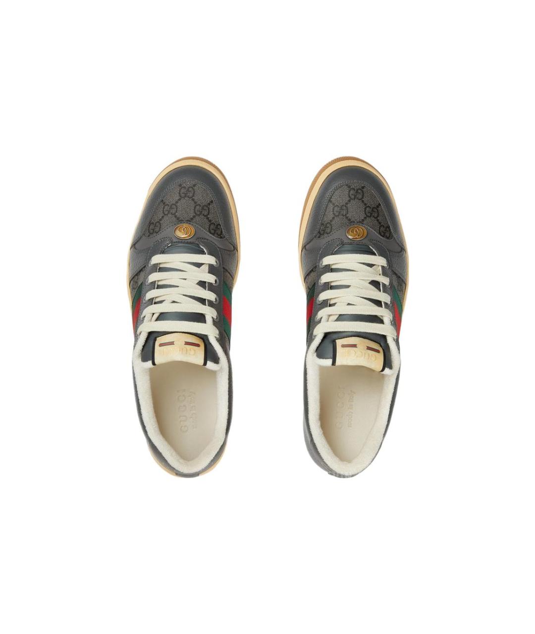 GUCCI Серые кожаные низкие кроссовки / кеды, фото 3