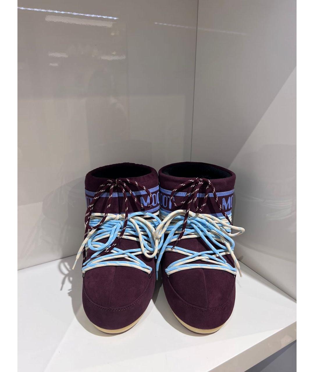 MOON BOOT Бордовые замшевые сапоги, фото 3