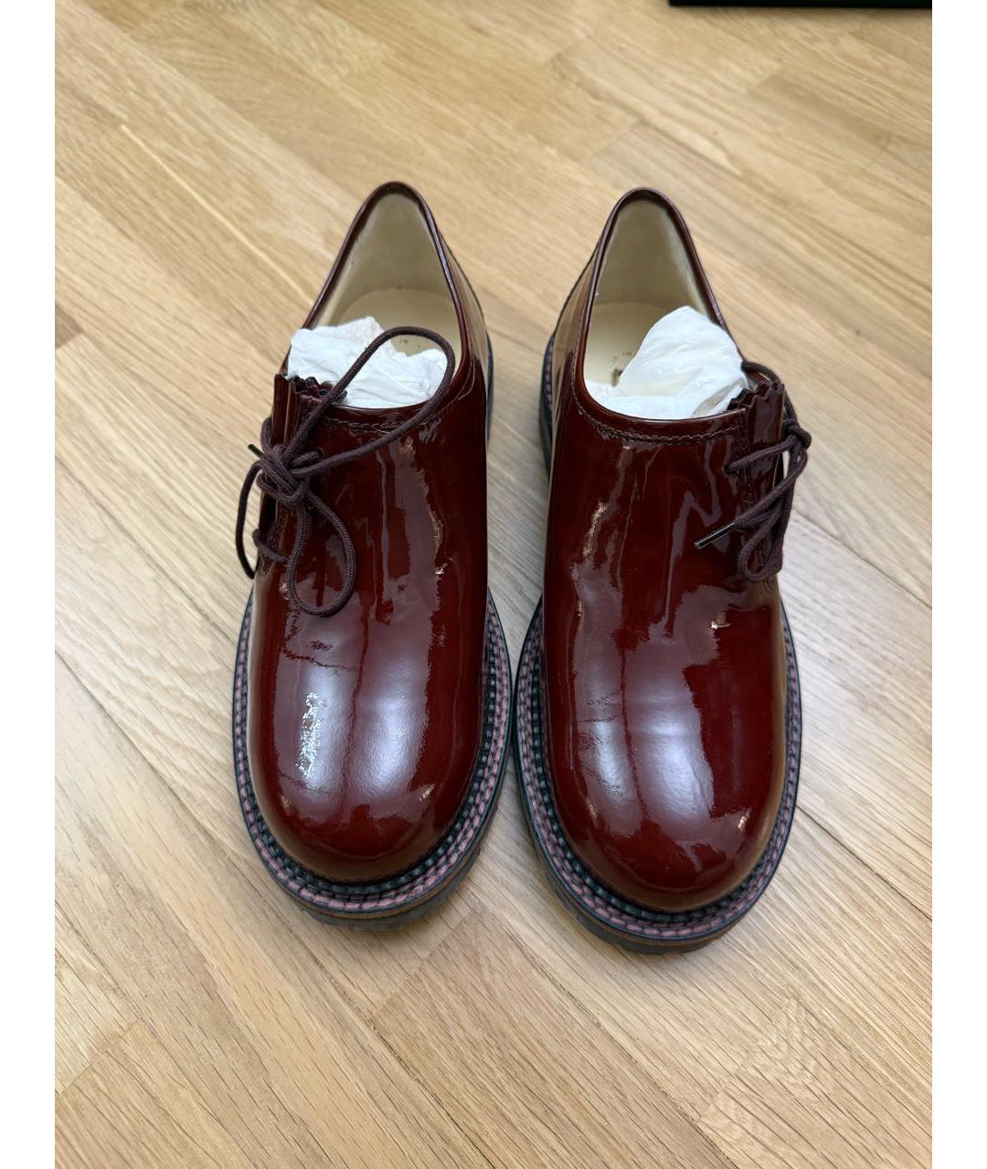 CHANEL Бордовые кожаные ботинки, фото 2