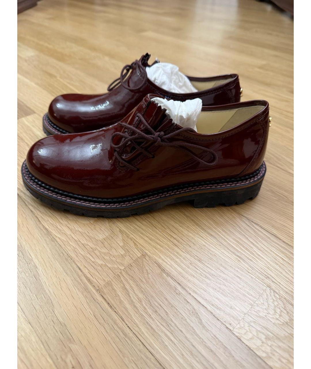 CHANEL Бордовые кожаные ботинки, фото 9