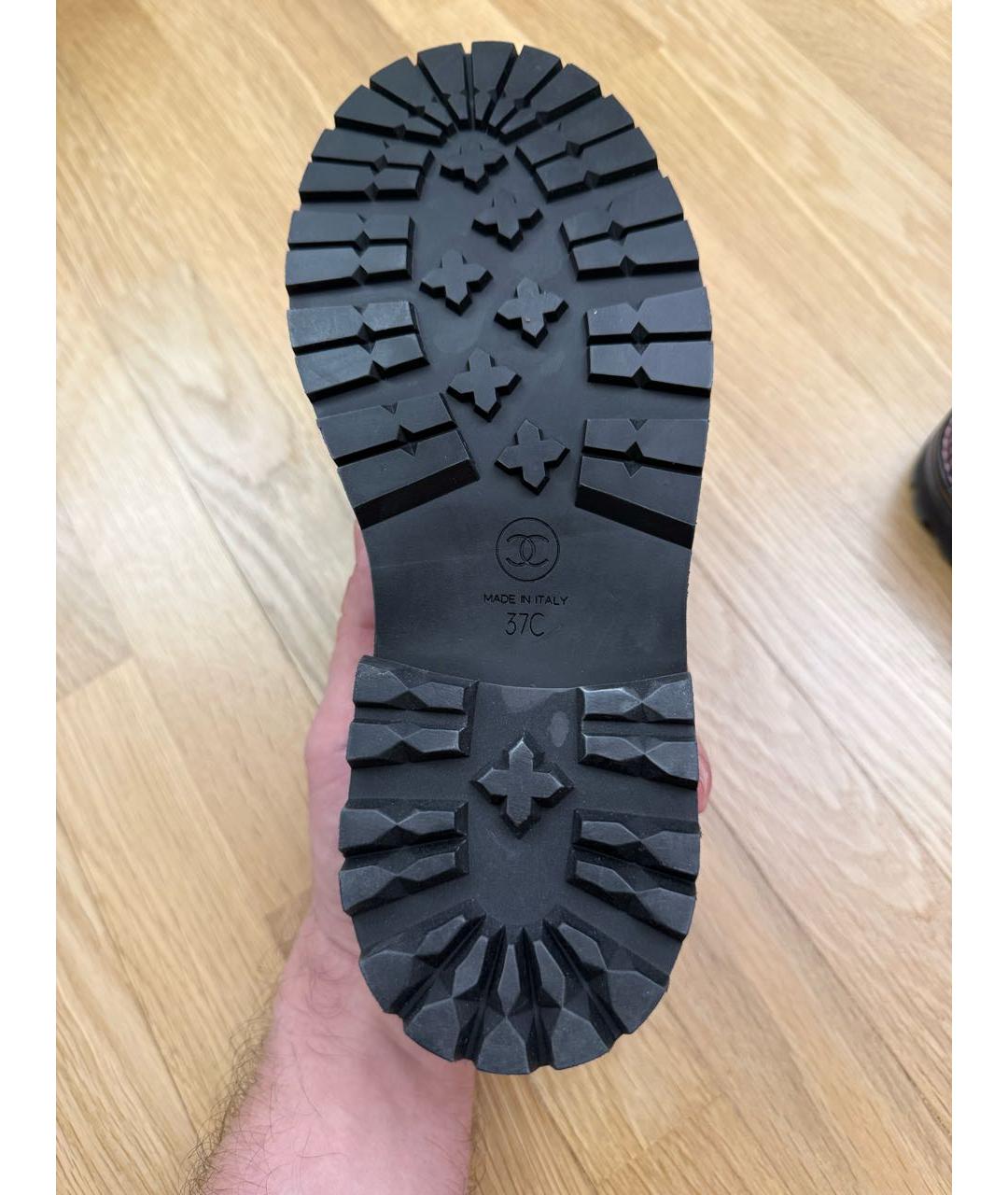 CHANEL Бордовые кожаные ботинки, фото 6