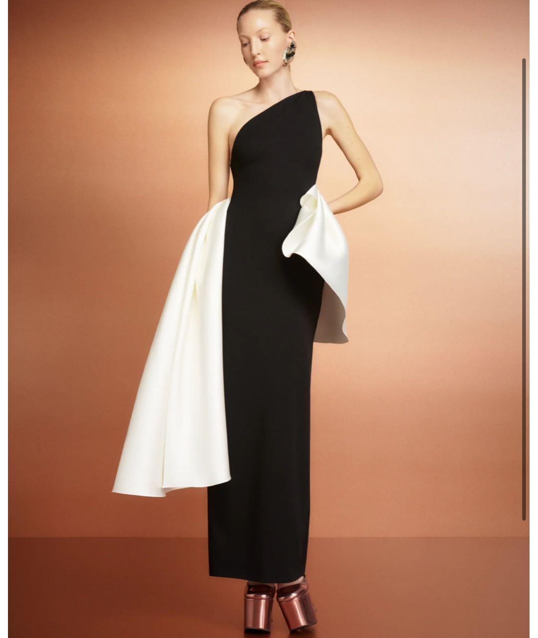 SOLACE LONDON Черное хлопковое вечернее платье, фото 5