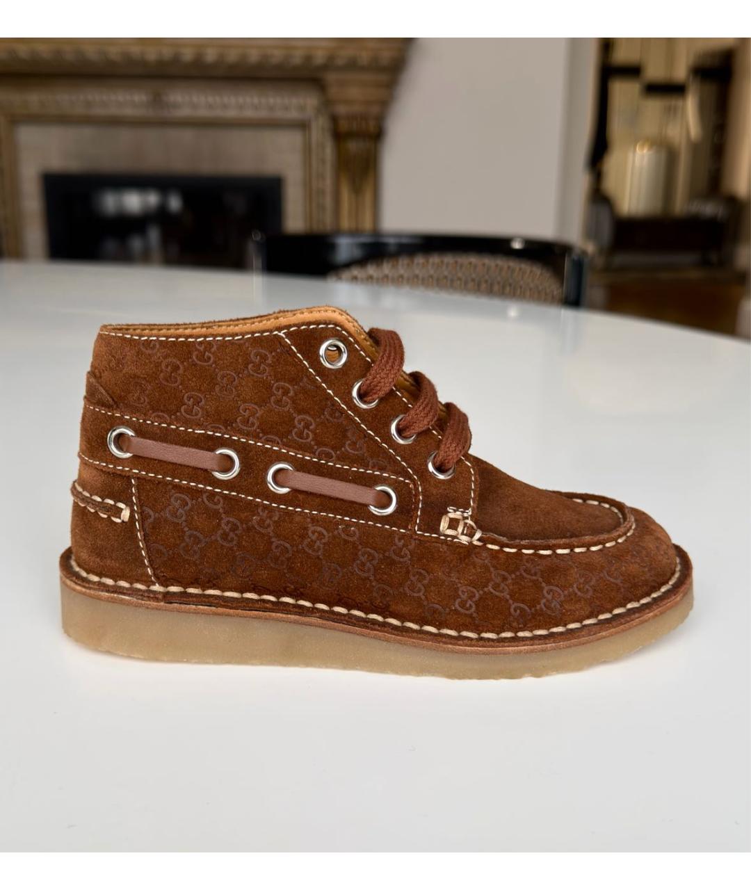 GUCCI KIDS Коричневые замшевые ботинки, фото 9