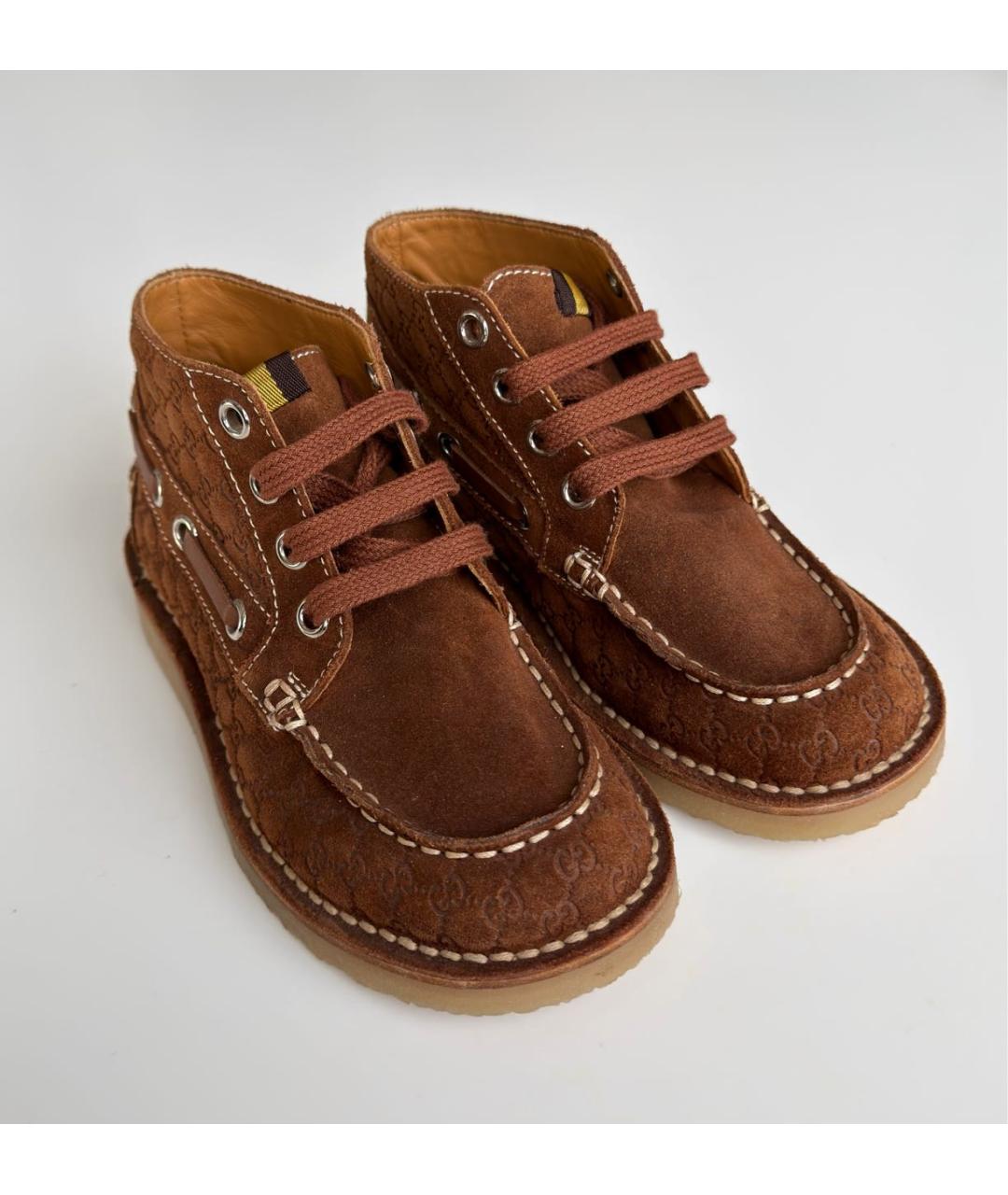 GUCCI KIDS Коричневые замшевые ботинки, фото 5