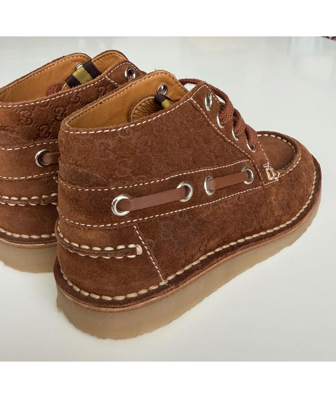 GUCCI KIDS Коричневые замшевые ботинки, фото 6