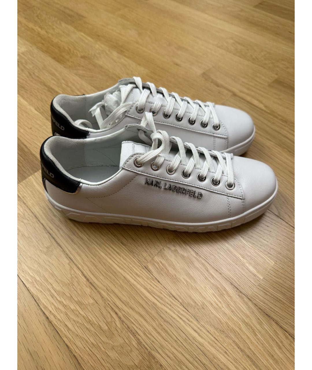 KARL LAGERFELD Белые кожаные кеды, фото 4