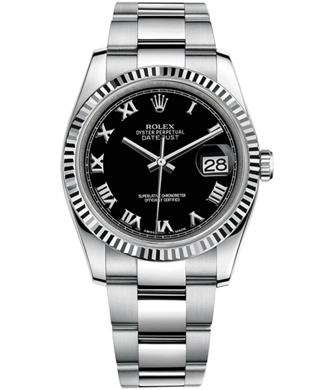 ROLEX Черные часы из белого золота, фото 1