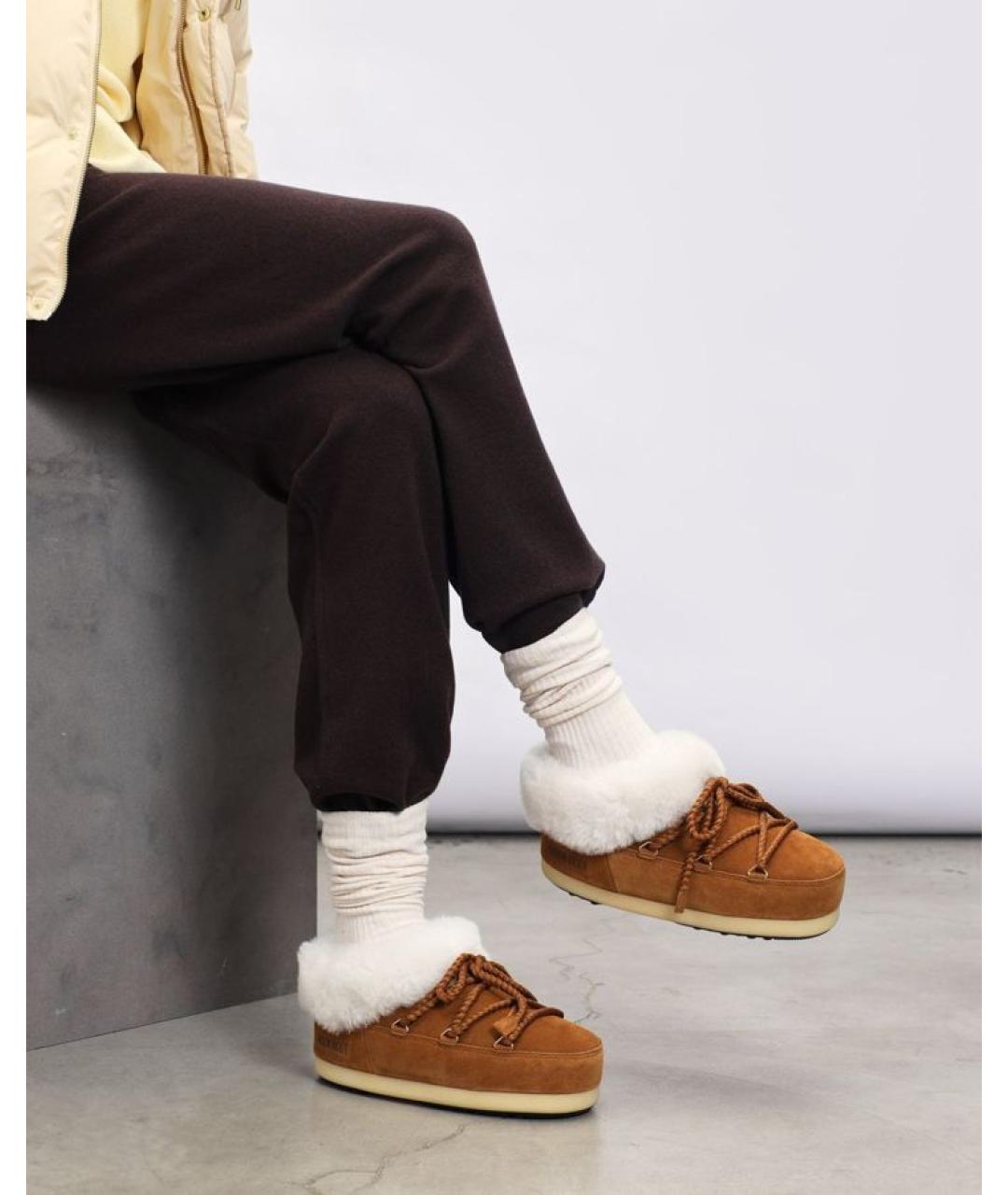 MOON BOOT Коричневые замшевые сапоги, фото 4