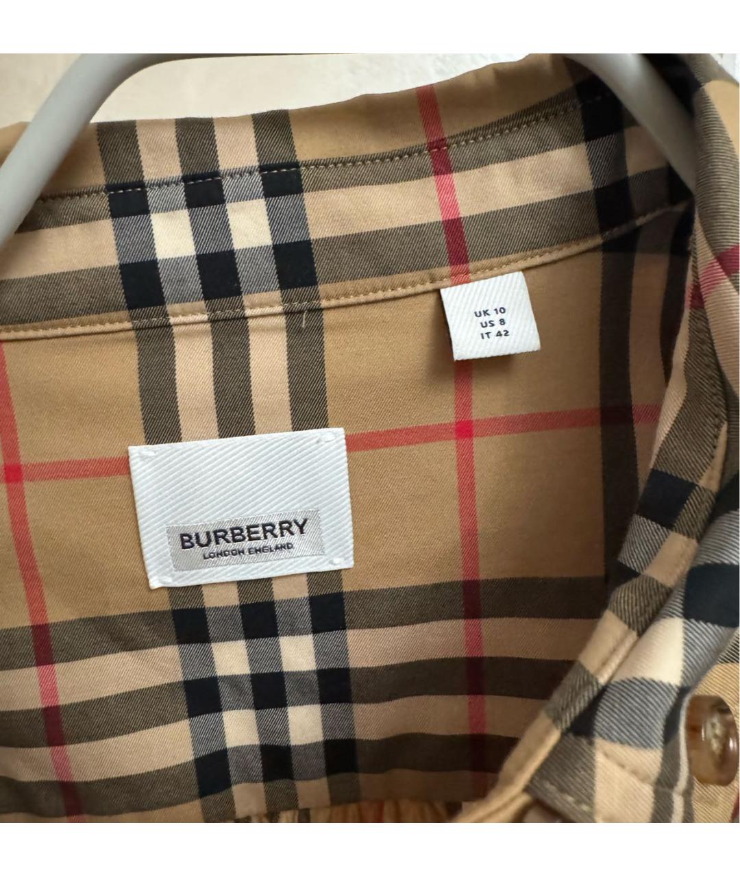 BURBERRY Бежевое хлопковое повседневное платье, фото 4