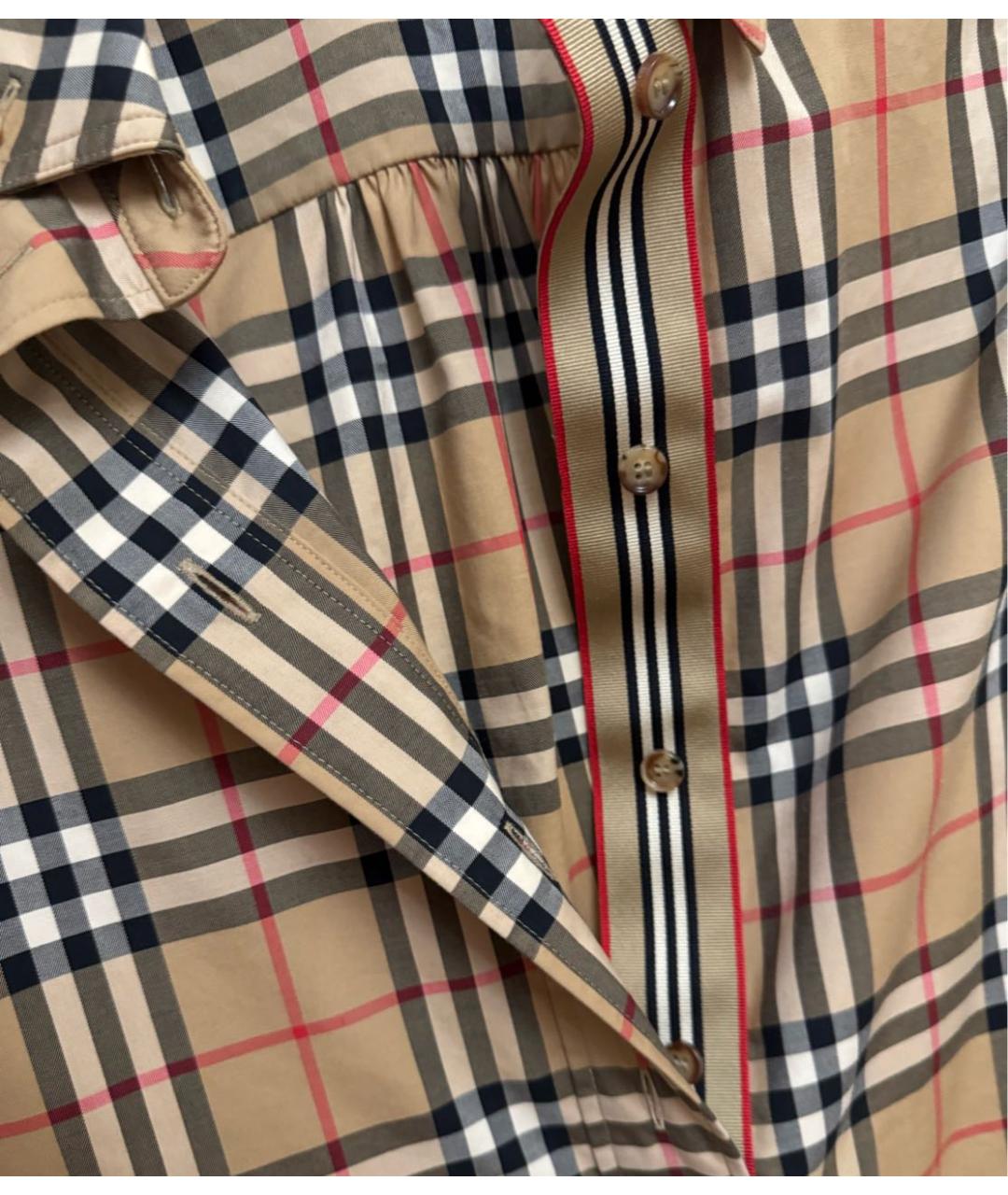 BURBERRY Бежевое хлопковое повседневное платье, фото 3