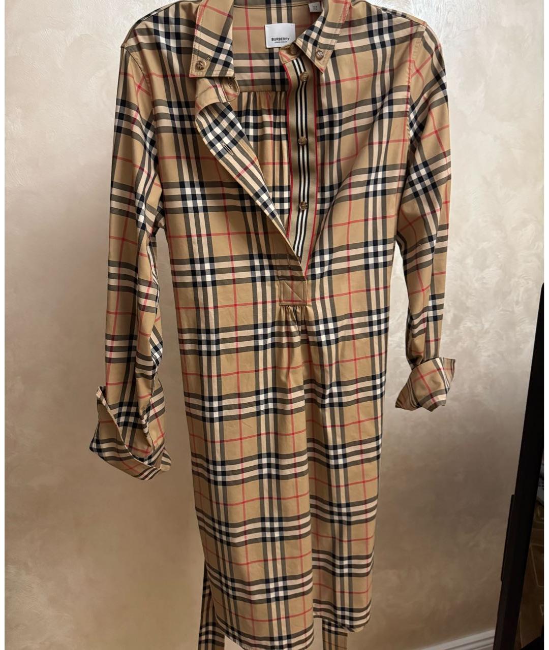 BURBERRY Бежевое хлопковое повседневное платье, фото 2