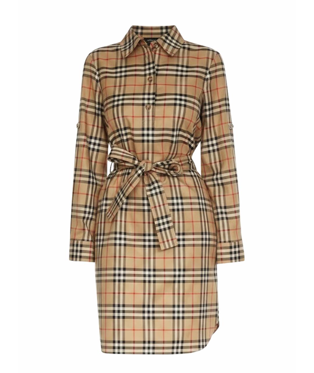 BURBERRY Бежевое хлопковое повседневное платье, фото 1