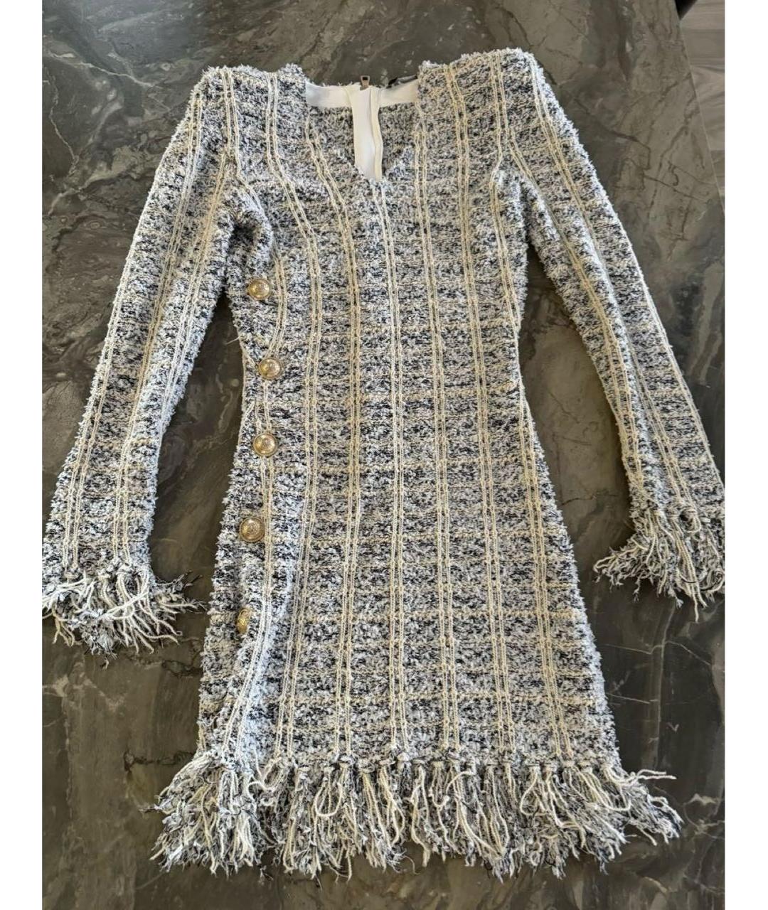 BALMAIN Серое твидовое повседневное платье, фото 2