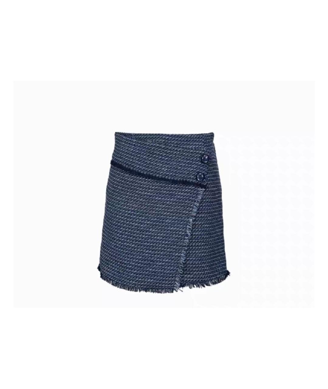 PINKO Синяя твидовая юбка мини, фото 7