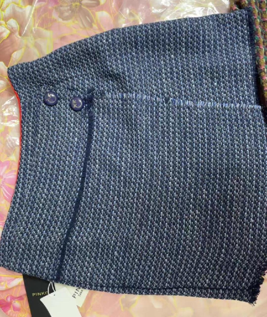 PINKO Синяя твидовая юбка мини, фото 2