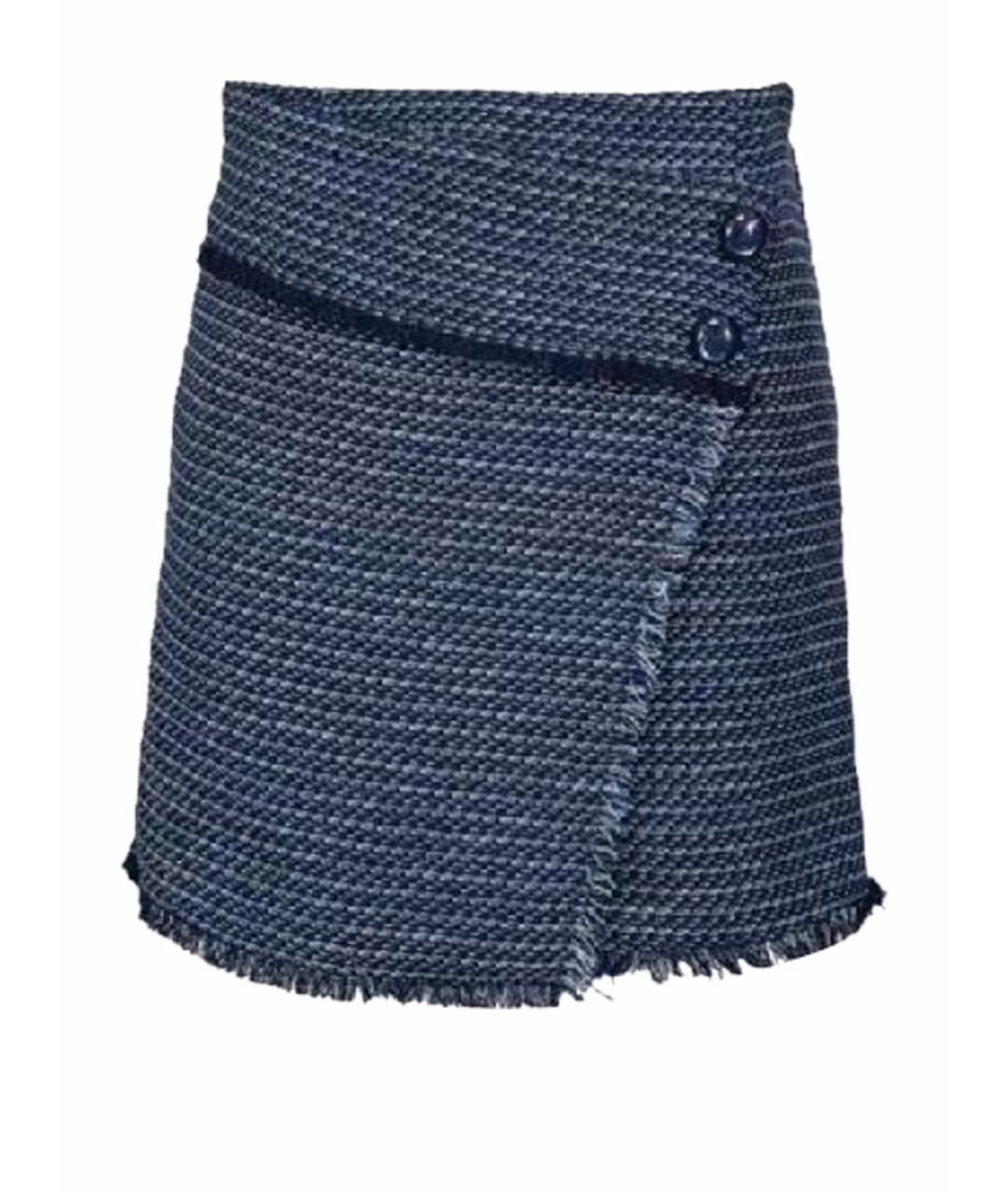 PINKO Синяя твидовая юбка мини, фото 1