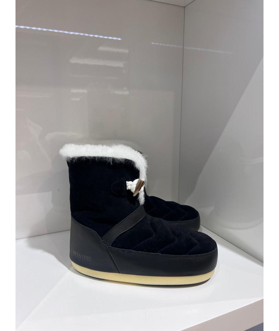 MOON BOOT Черные замшевые сапоги, фото 2