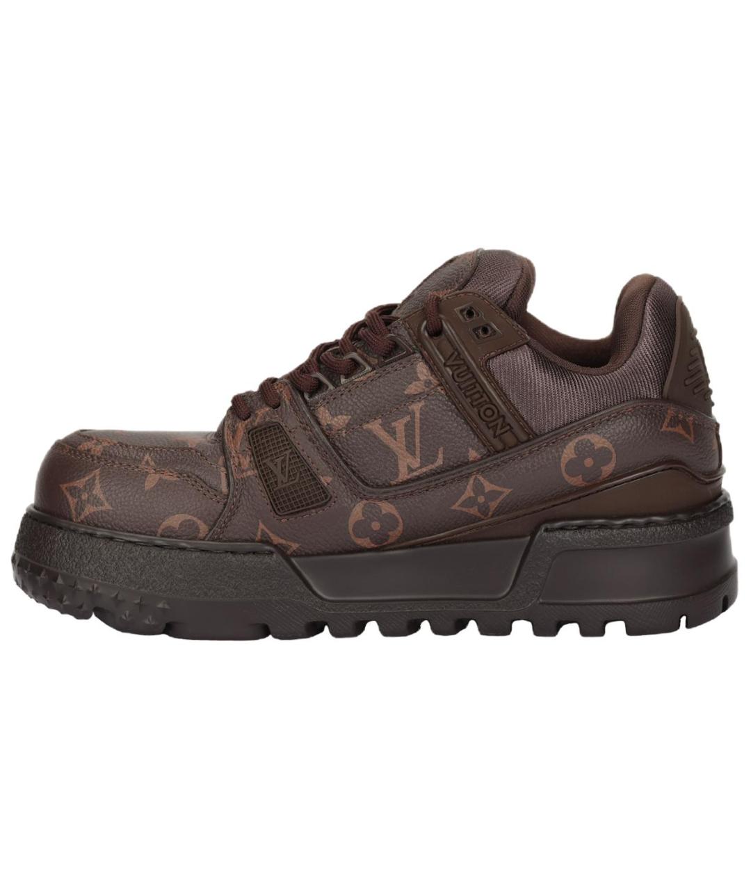 LOUIS VUITTON Коричневые кожаные кроссовки, фото 2