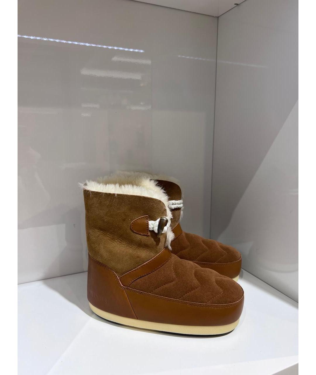 MOON BOOT Коричневые замшевые сапоги, фото 2