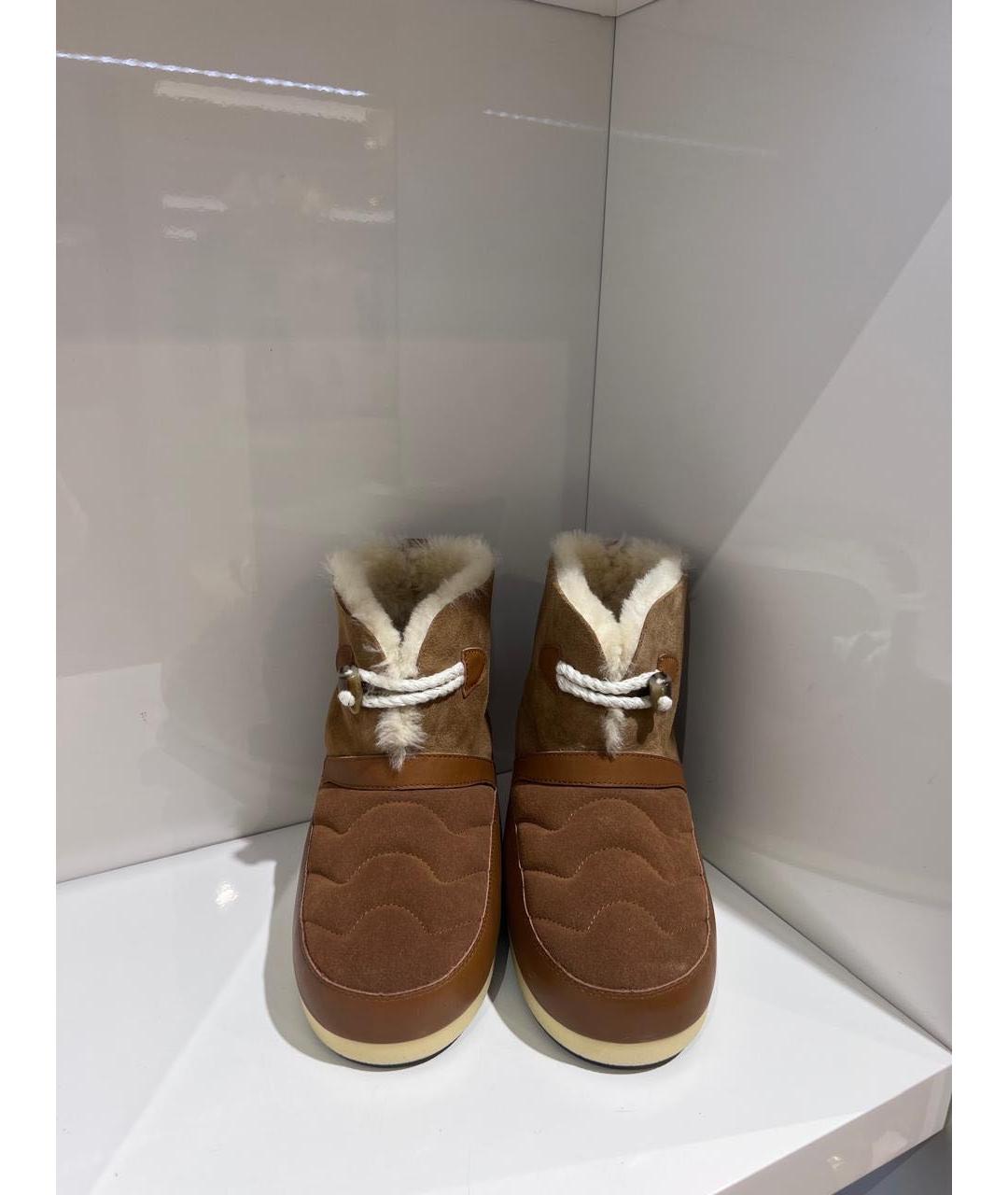 MOON BOOT Коричневые замшевые сапоги, фото 3