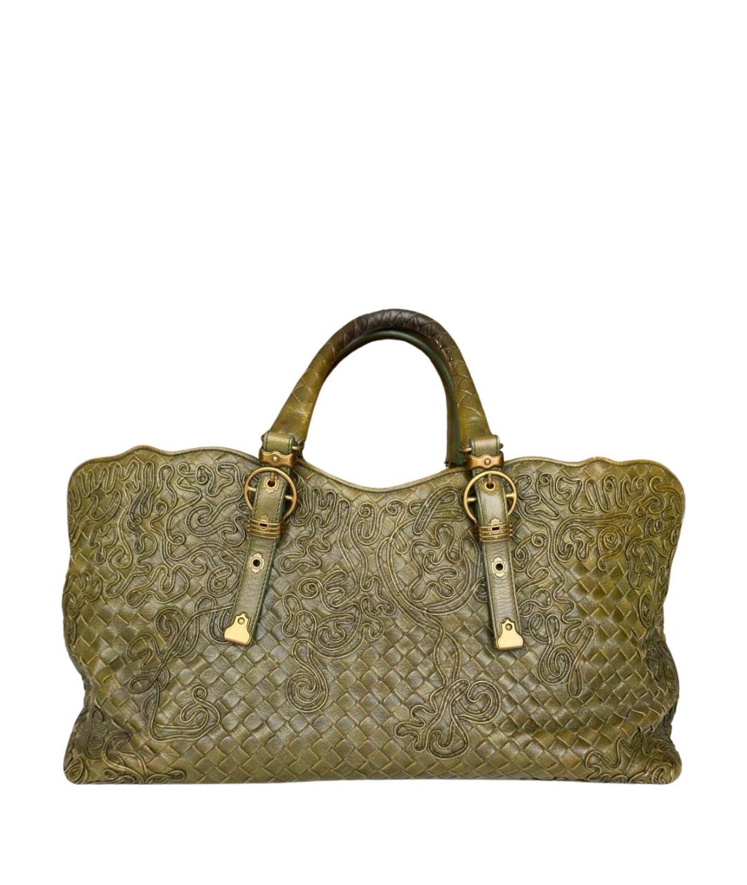 BOTTEGA VENETA Хаки кожаная сумка тоут, фото 1