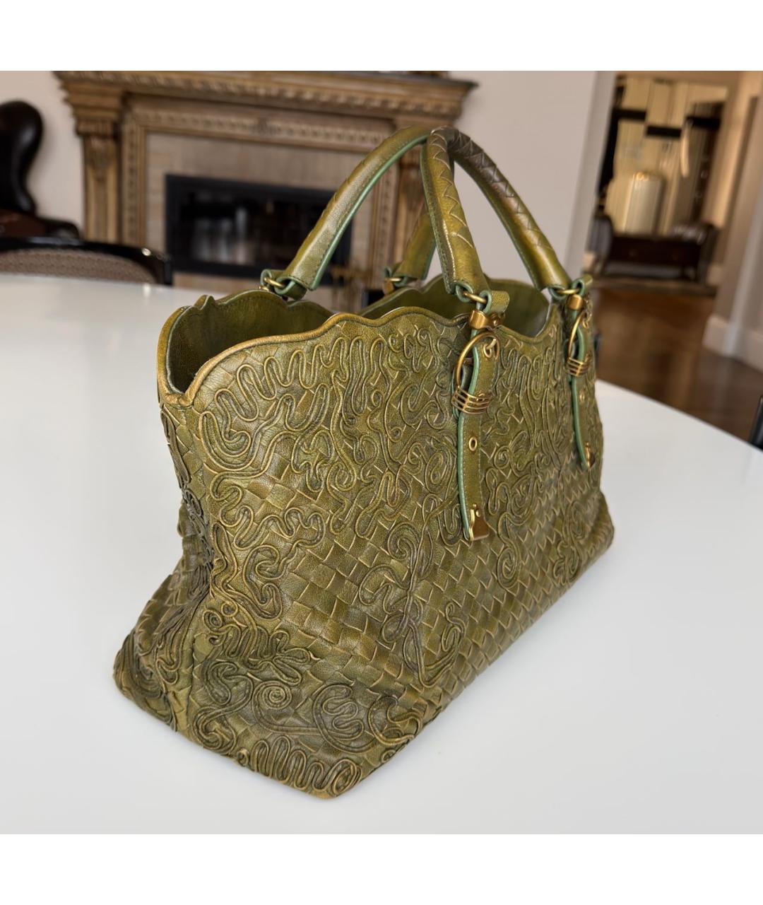 BOTTEGA VENETA Хаки кожаная сумка тоут, фото 2