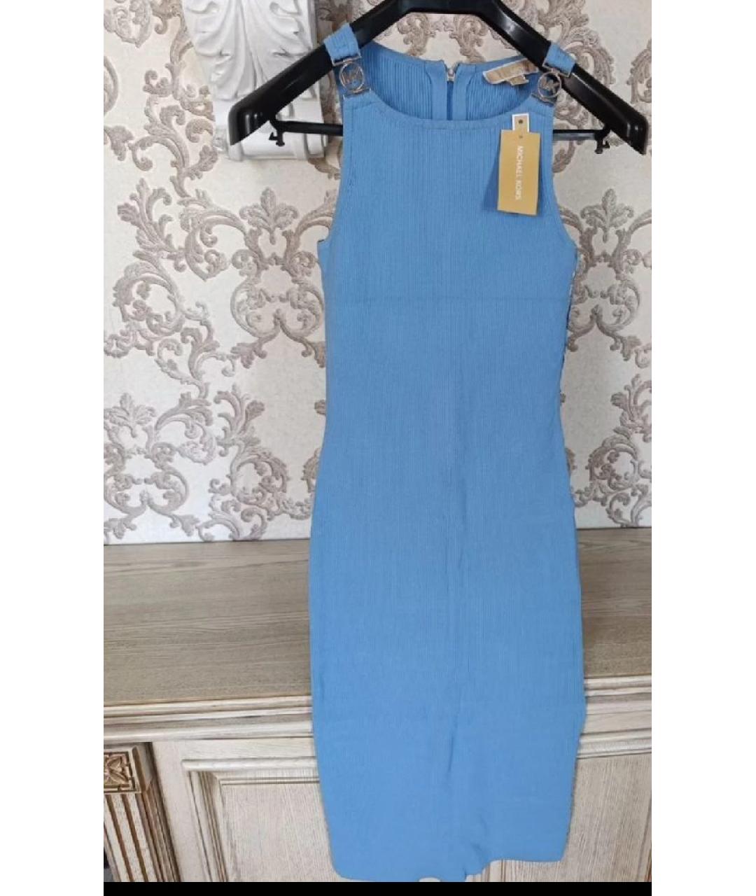 MICHAEL KORS Голубое вискозное повседневное платье, фото 2