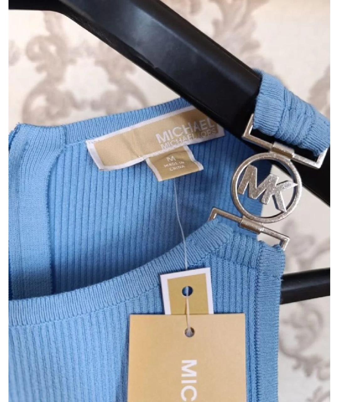 MICHAEL KORS Голубое вискозное повседневное платье, фото 4