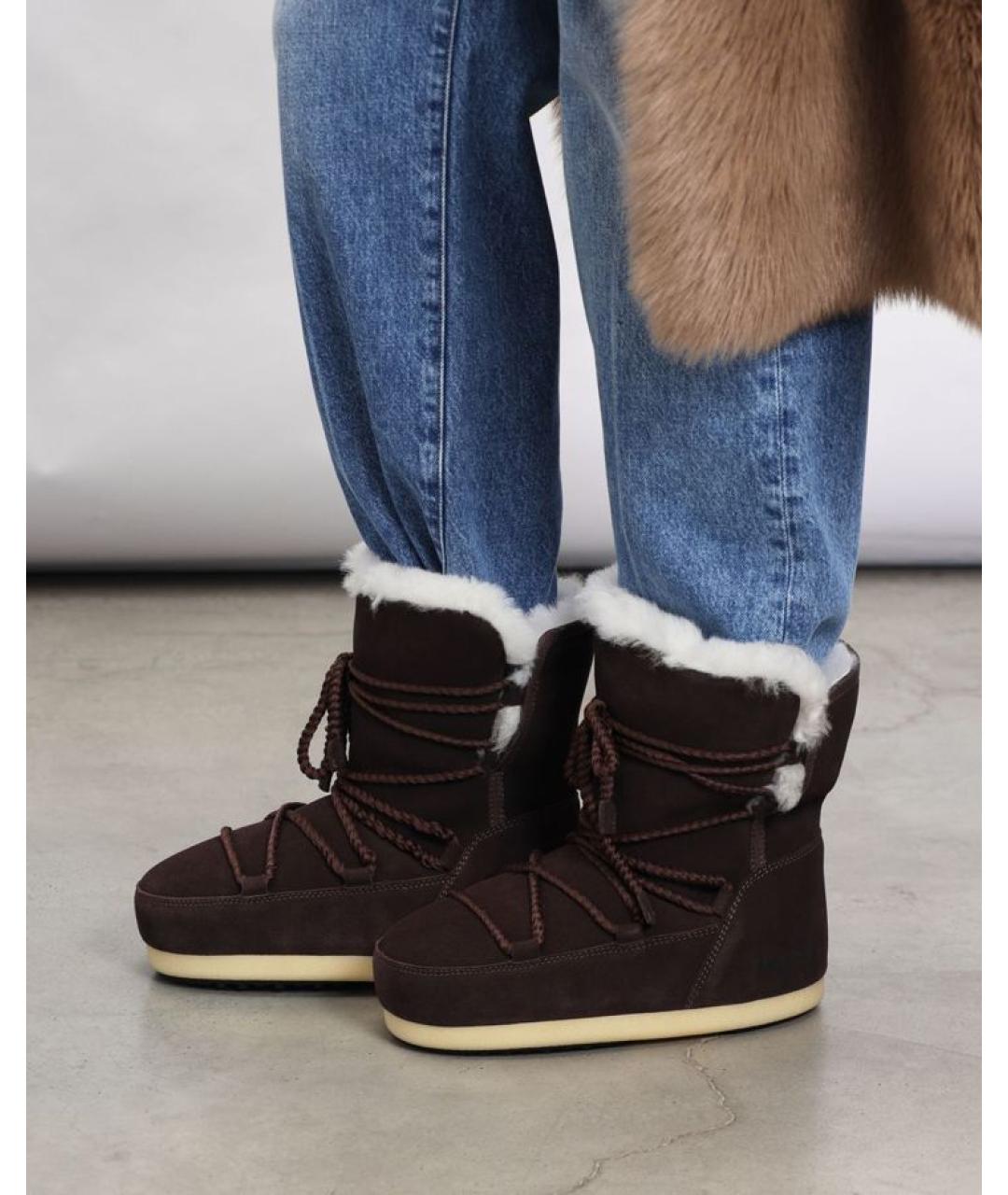 MOON BOOT Коричневые замшевые сапоги, фото 5