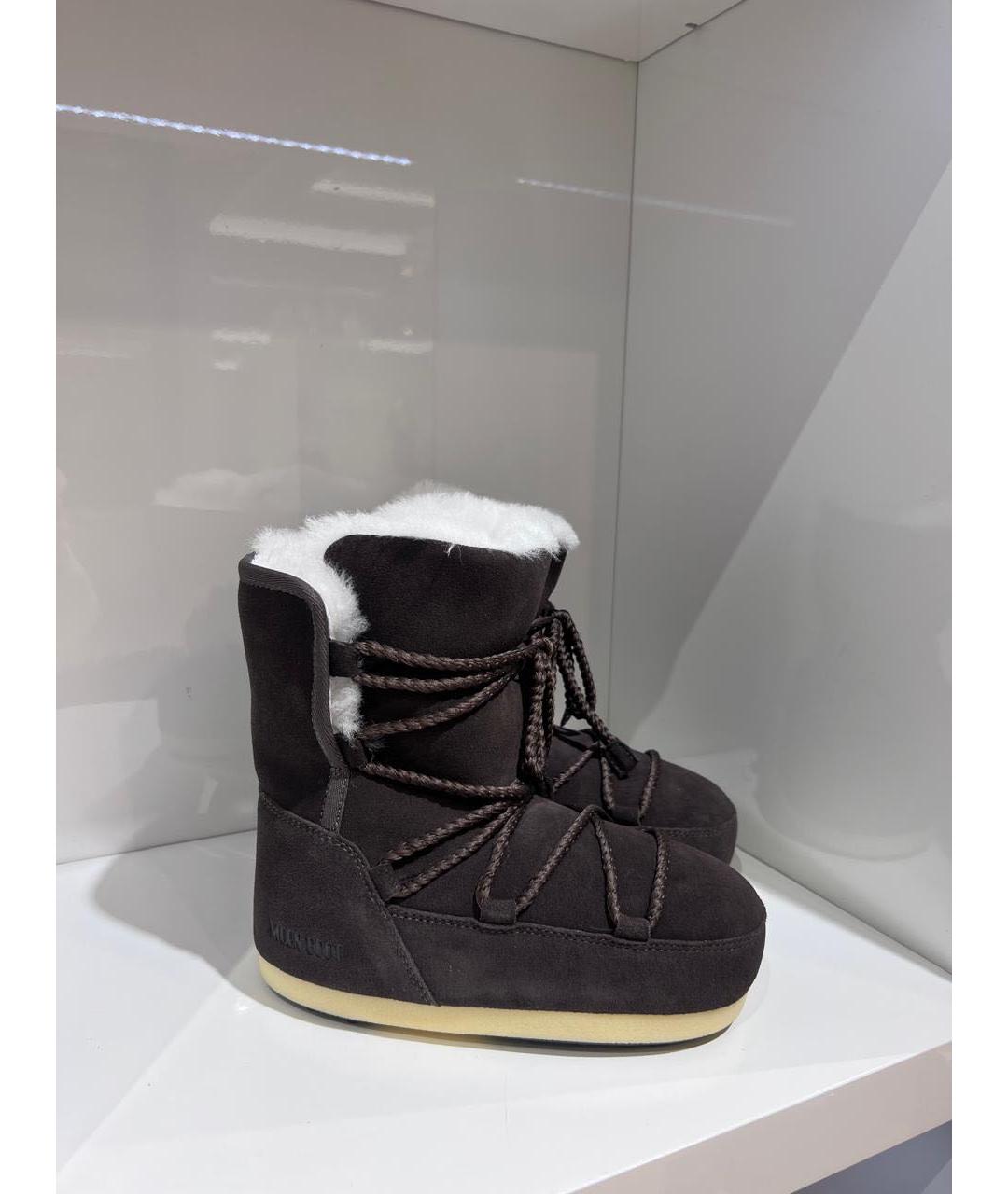 MOON BOOT Коричневые замшевые сапоги, фото 2