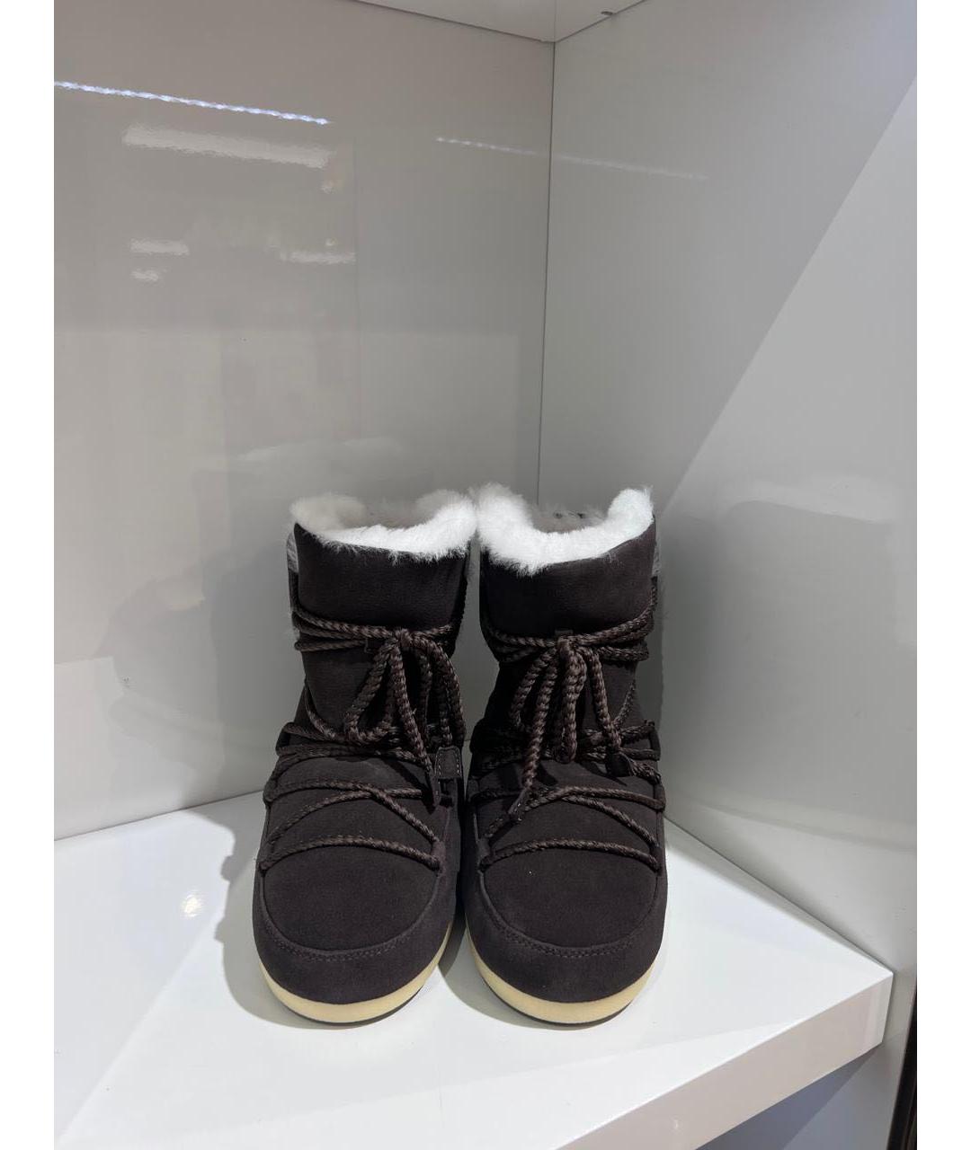 MOON BOOT Коричневые замшевые сапоги, фото 3