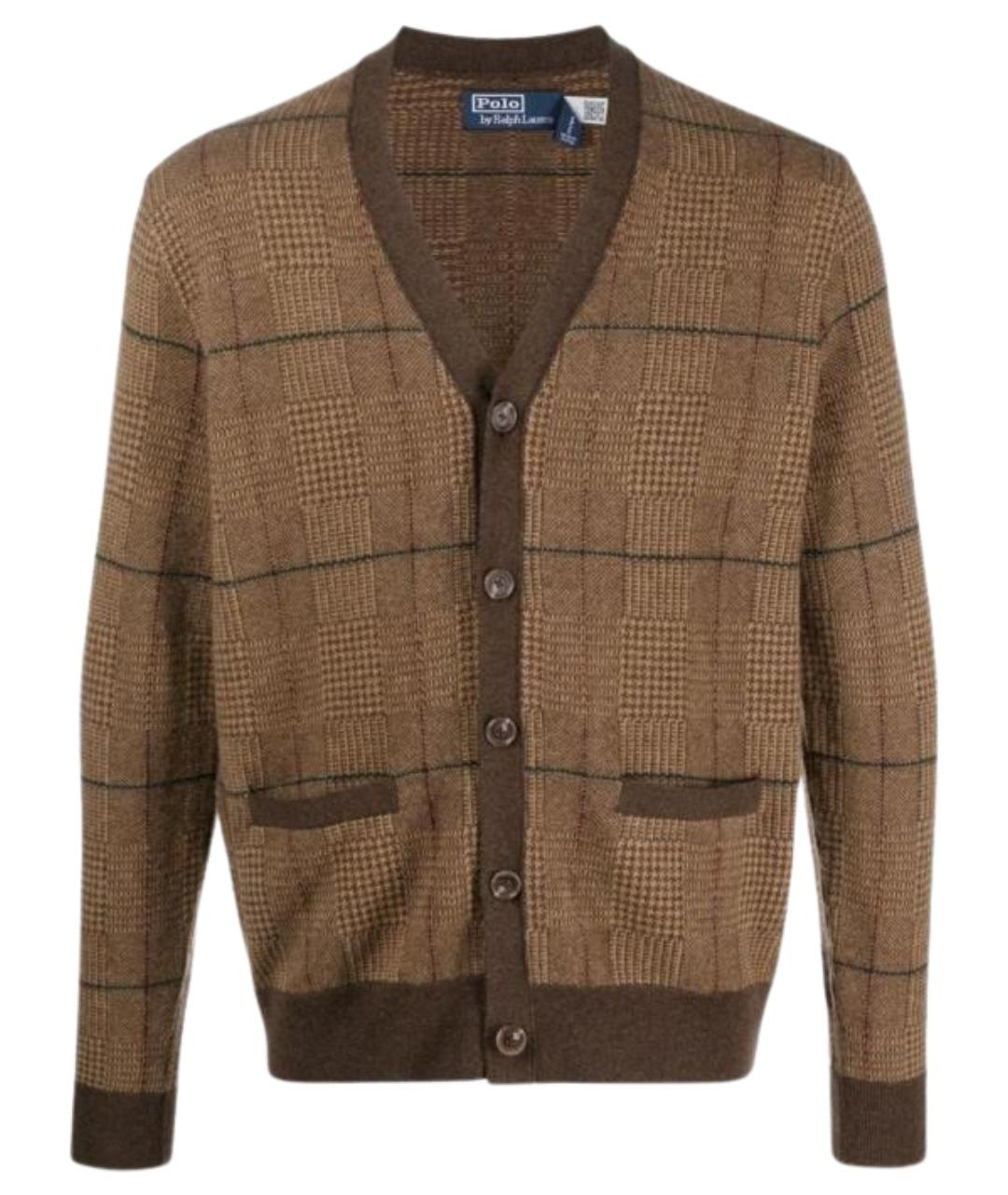 POLO RALPH LAUREN Коричневый шерстяной кардиган, фото 1