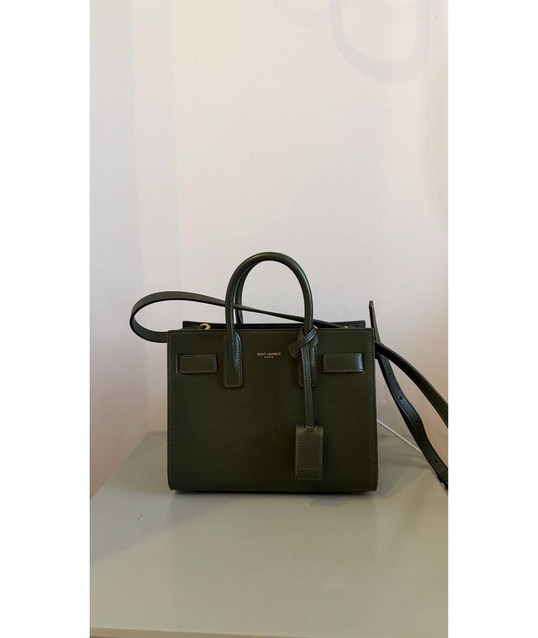 SAINT LAURENT Зеленая кожаная сумка через плечо, фото 9