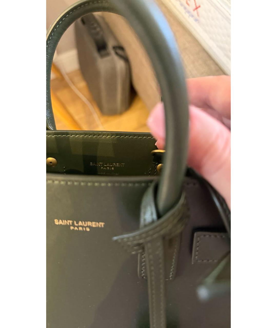 SAINT LAURENT Зеленая кожаная сумка через плечо, фото 8