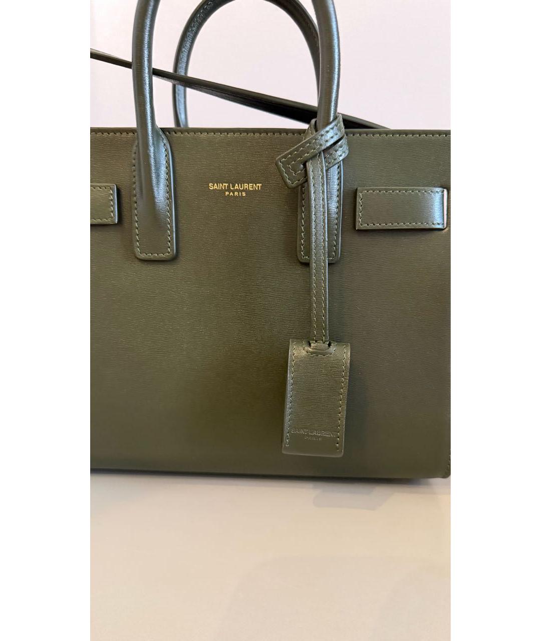 SAINT LAURENT Зеленая кожаная сумка через плечо, фото 4