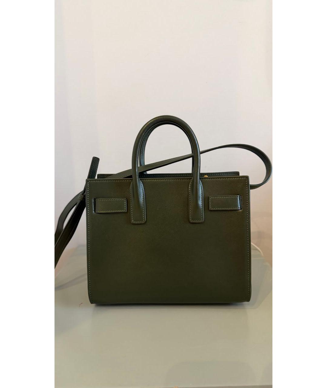 SAINT LAURENT Зеленая кожаная сумка через плечо, фото 3