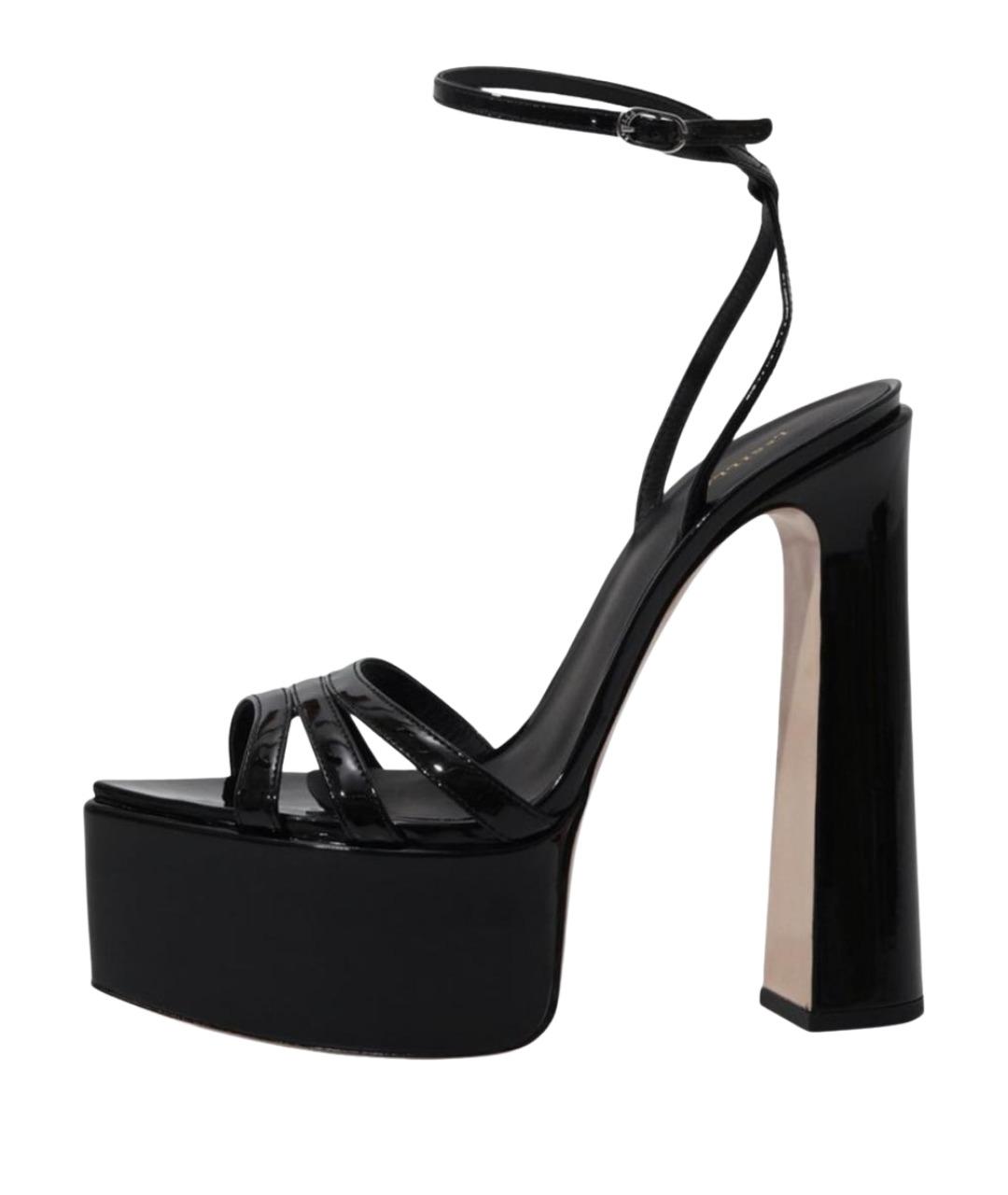 LE SILLA Черные кожаные босоножки, фото 1