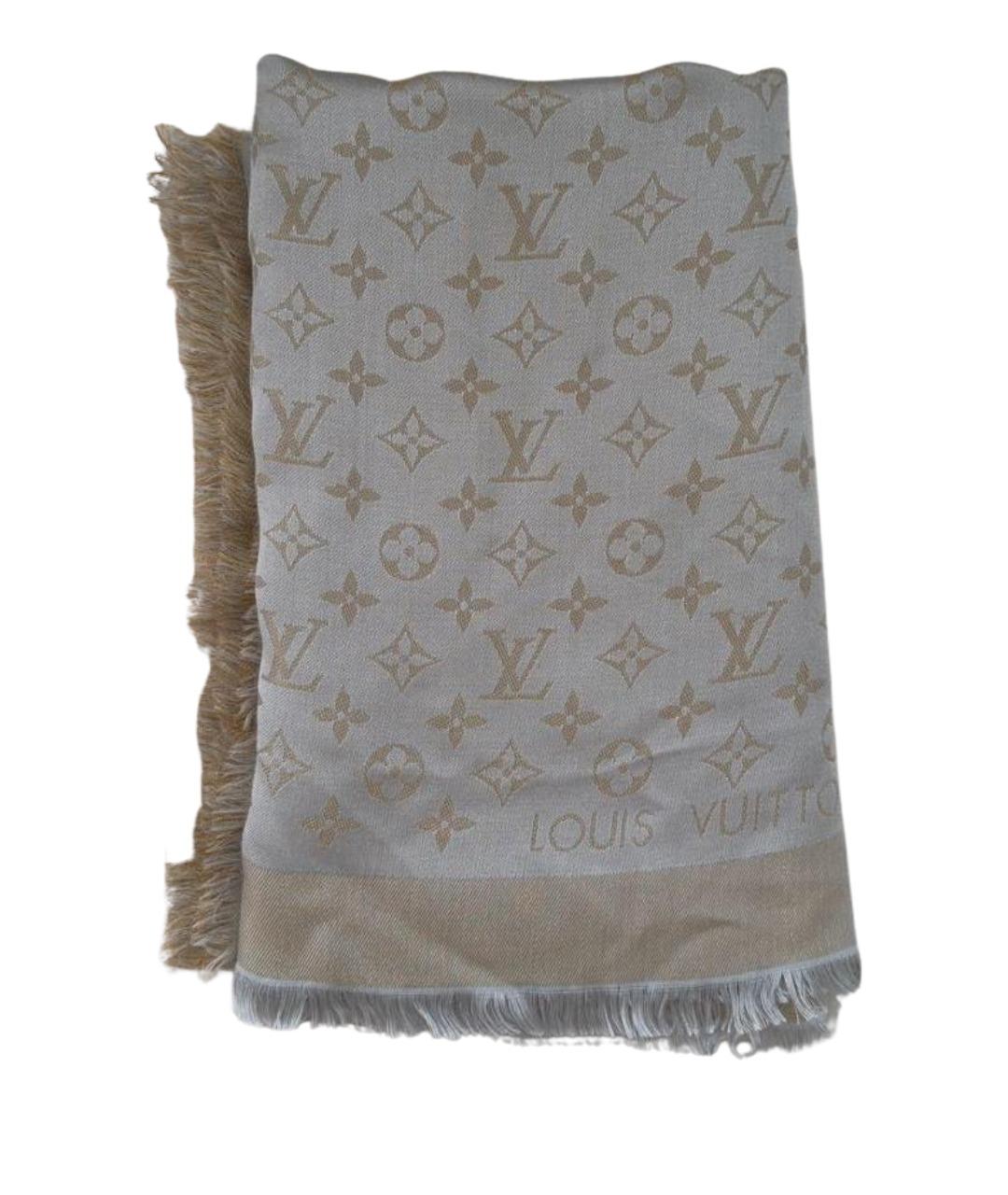 LOUIS VUITTON Серебрянный шелковый шарф, фото 1