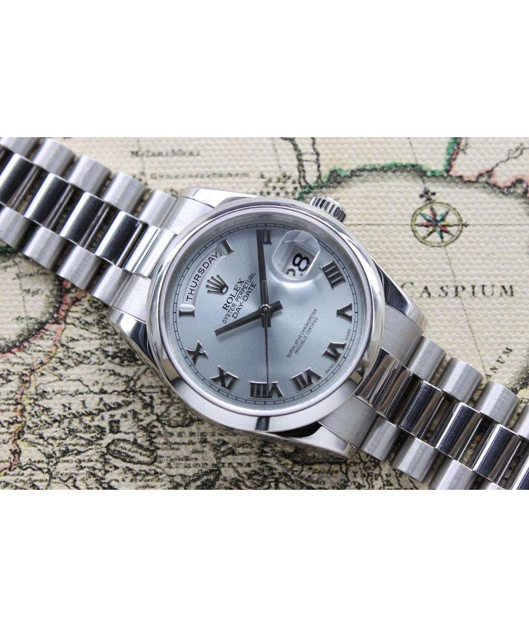 ROLEX Голубые металлические часы, фото 3