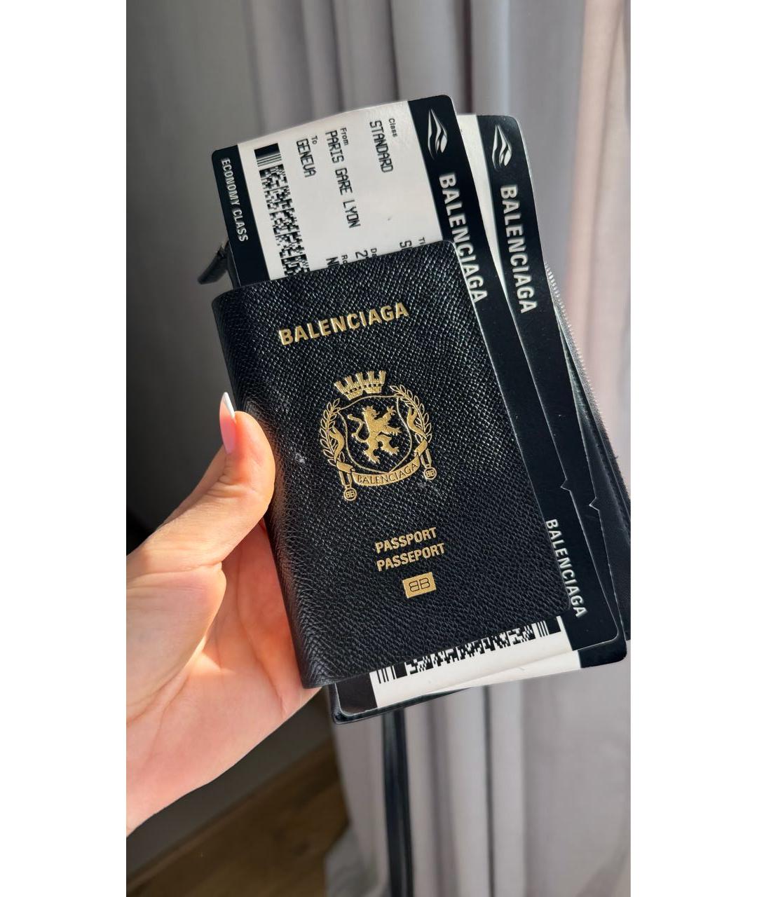 BALENCIAGA Черный кожаный кошелек, фото 9