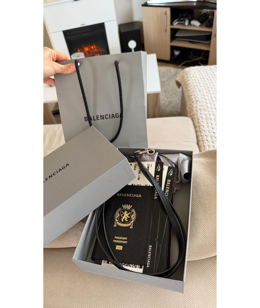 BALENCIAGA Черный кожаный кошелек, фото 8