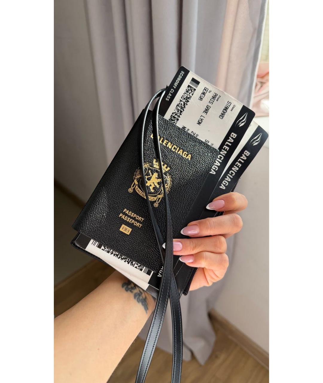 BALENCIAGA Черный кожаный кошелек, фото 2