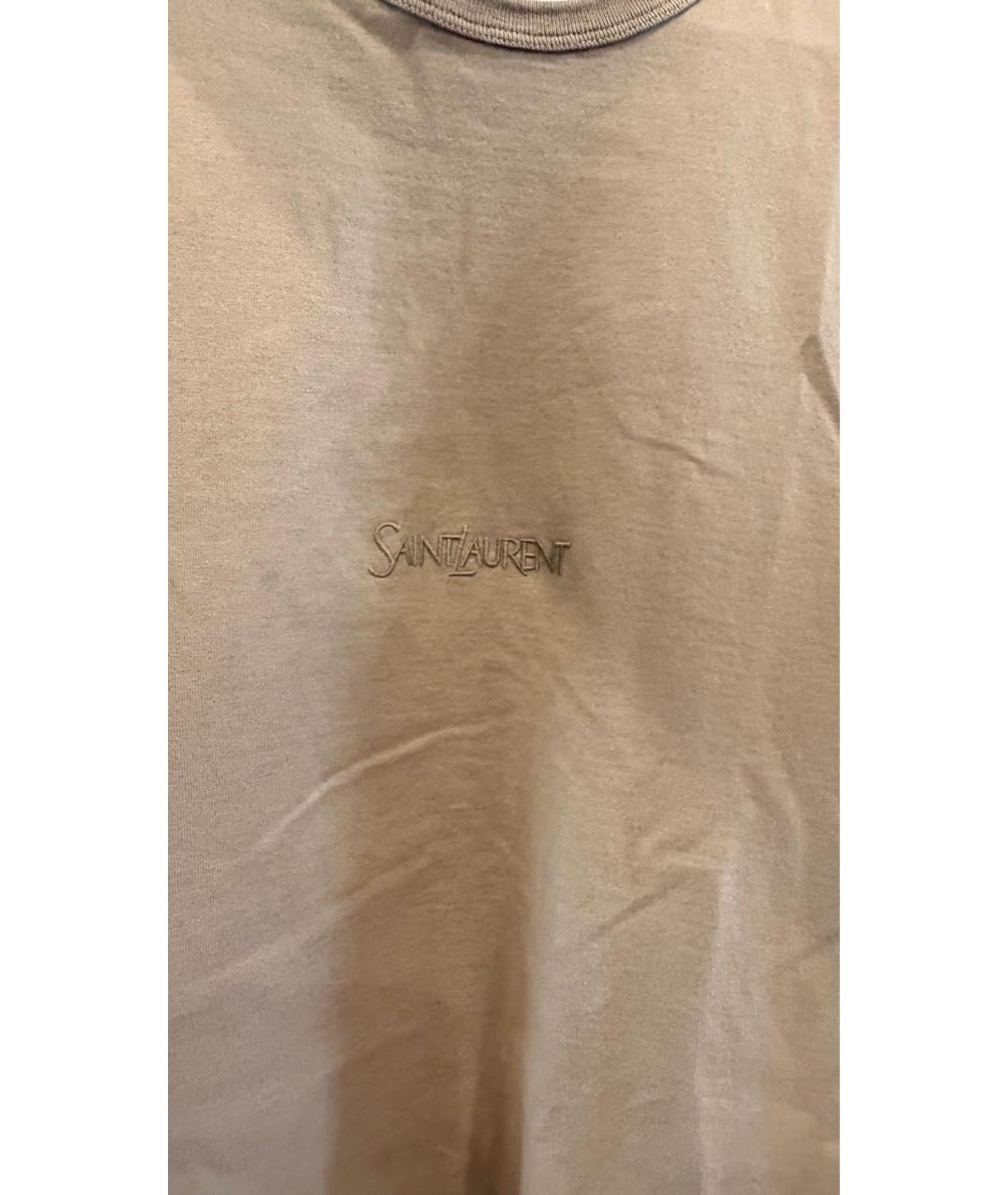 SAINT LAURENT Хаки хлопковая футболка, фото 4