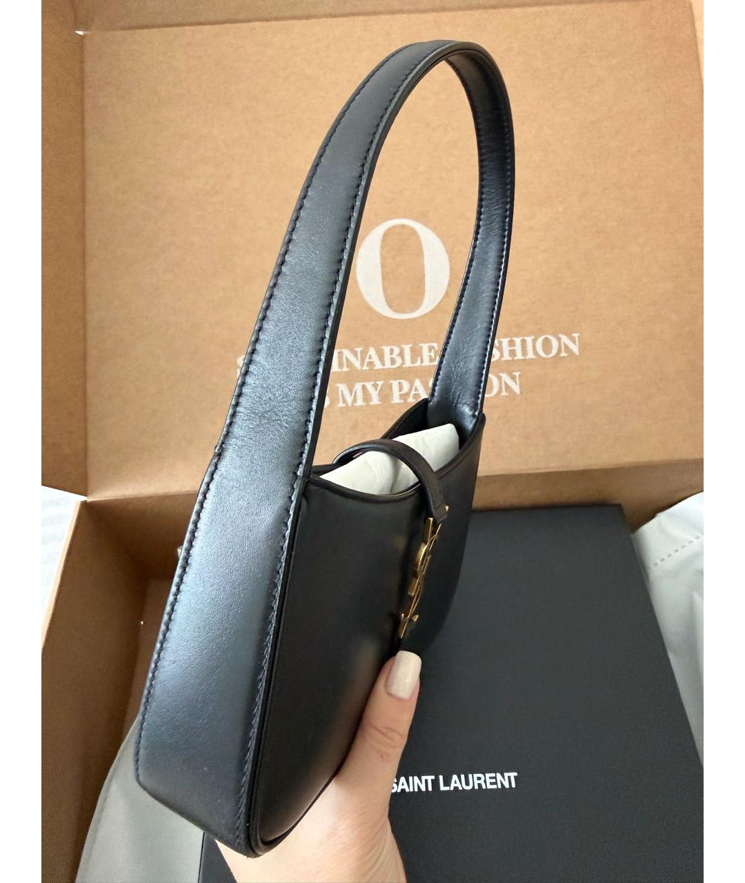 SAINT LAURENT Черная кожаная сумка через плечо, фото 2