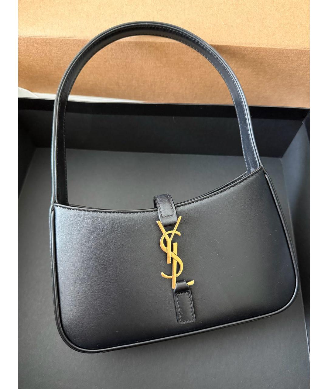 SAINT LAURENT Черная кожаная сумка через плечо, фото 7
