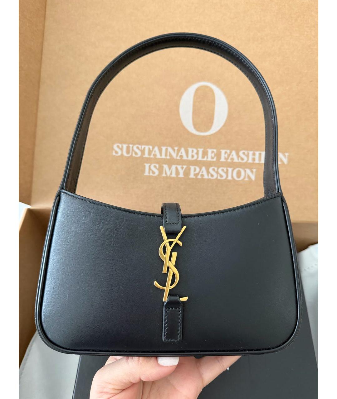 SAINT LAURENT Черная кожаная сумка через плечо, фото 3