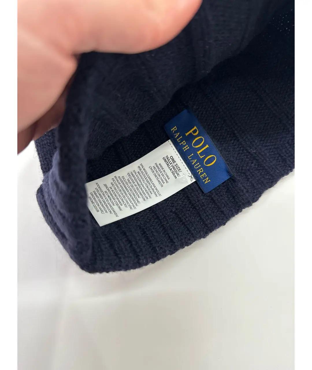 POLO RALPH LAUREN Темно-синяя шерстяная шапка, фото 4